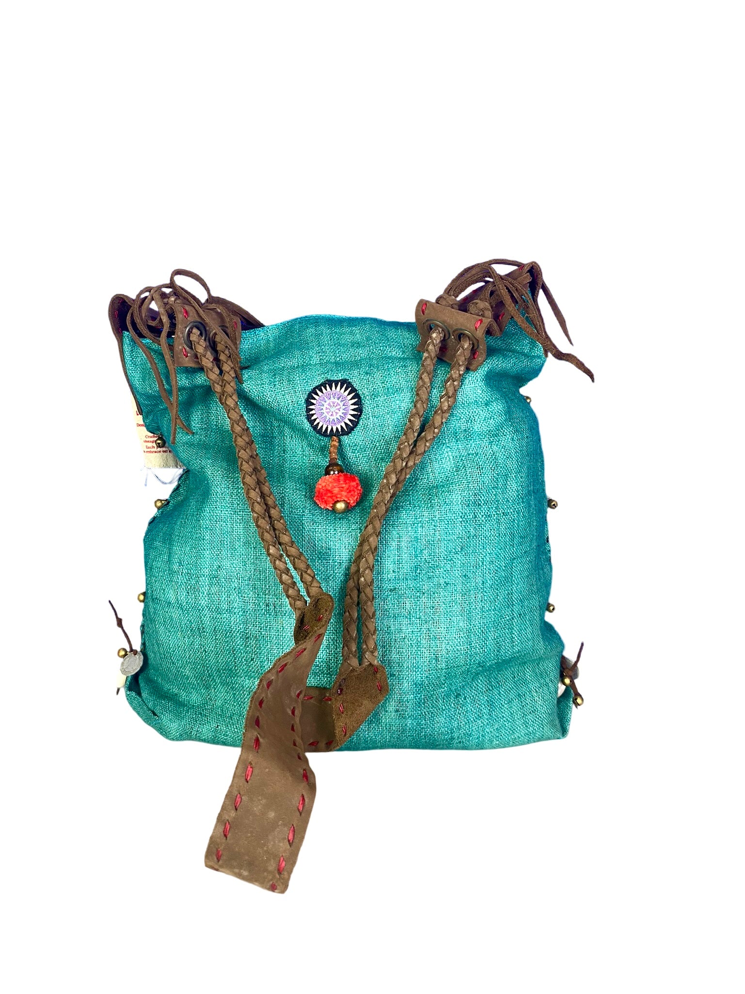 Sabrina - Vintage Shoulder Bag in Turquoise Colour Hemp & Vintage Hmong Tribal Fabric Sabrina - Vintage Shoulder Bag in Turquoise Colour Hemp & Vintage Hmong Tribal Fabric