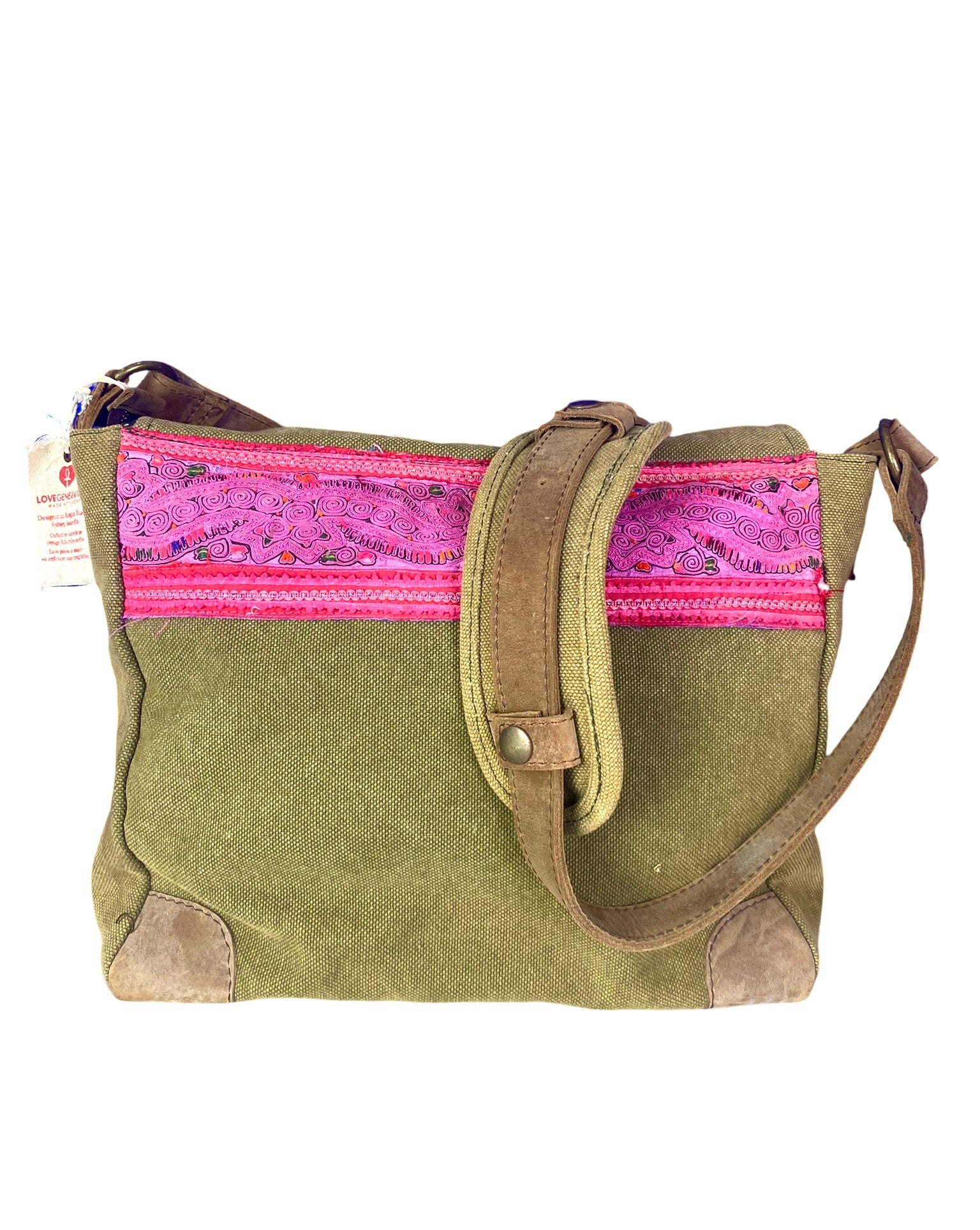 Hemingway Satchel - Vintage Hill Tribe Panels on Tough Canvas Hemingway Satchel - Vintage Hill Tribe Panels on Tough Canvas