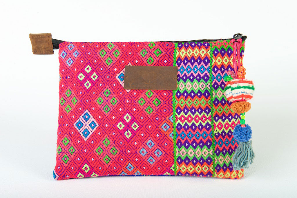 iPad Case, Bohemian in Pink and Blue One Of A Kind Made From Vintage Hmong Tribal Fabric