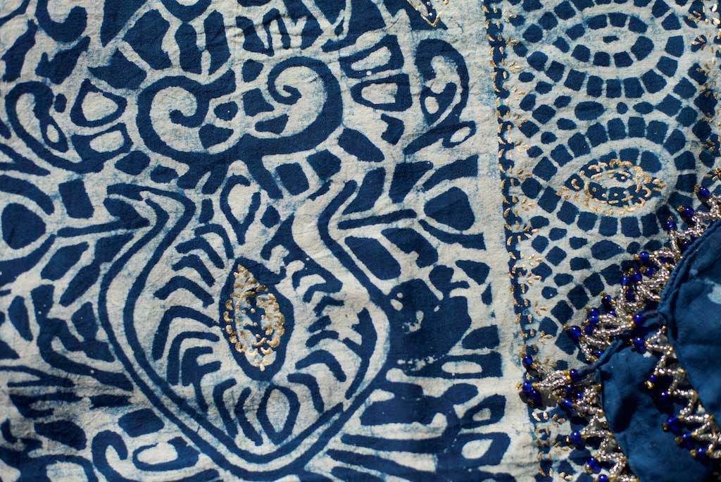 Sarong - Deep Indigo & Gold Motif  Hand Blockprint Indian Cotton Sarong - Deep Indigo & Gold Motif  Hand Blockprint Indian Cotton