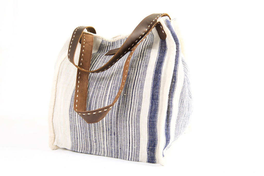 Wild Child - Medium Tote in Blue and White Stripes