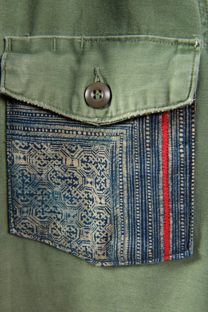 Make Love, Not War, Army Jacket -Genuine Vintage Army Jacket with Vintage Hmong Embroidery