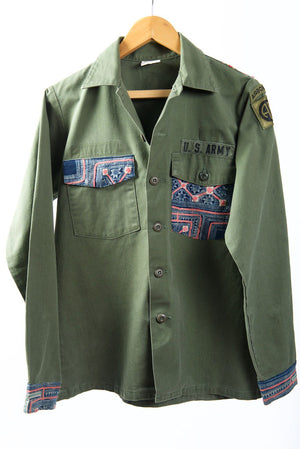 Make Love, Not War, Army Jacket -Genuine Vintage Army Jacket with Vintage Hmong Embroidery