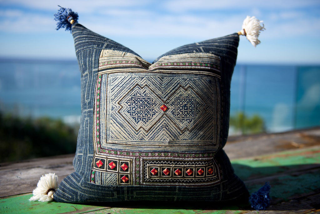 Hmong Tribal Cushion with Vintage Swatch 60cm x 60cm Hmong Tribal Cushion with Vintage Swatch 60cm x 60cm