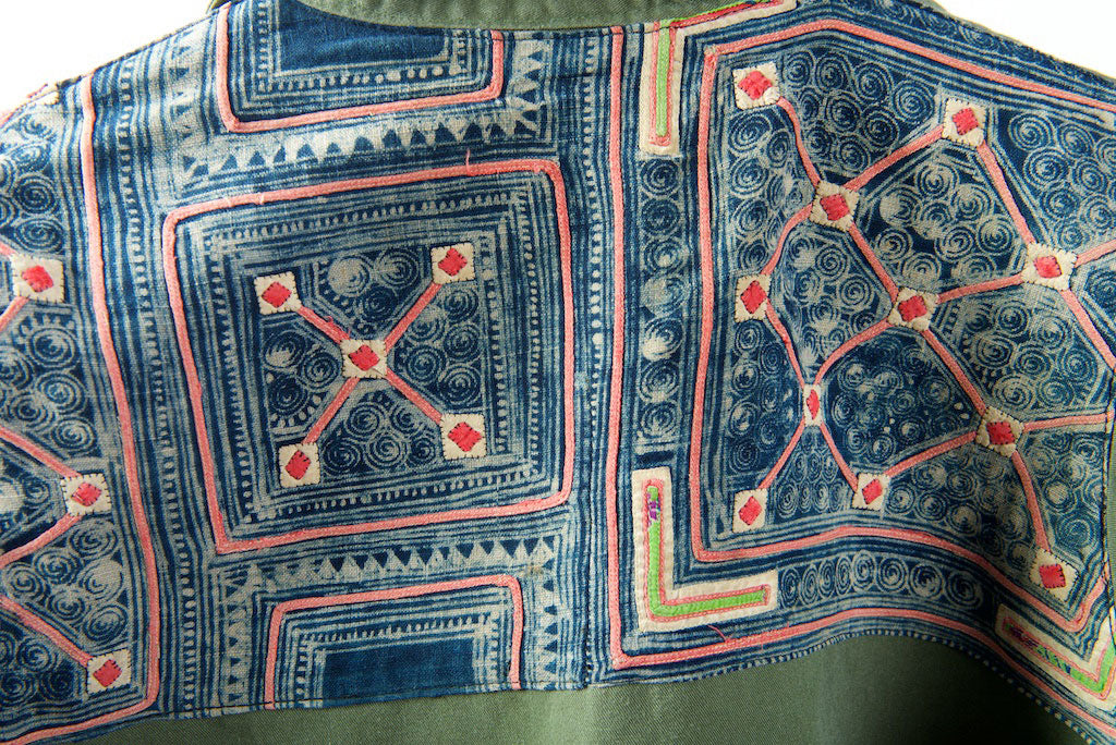 Make Love, Not War, Army Jacket -Genuine Vintage Army Jacket with Vintage Hmong Embroidery