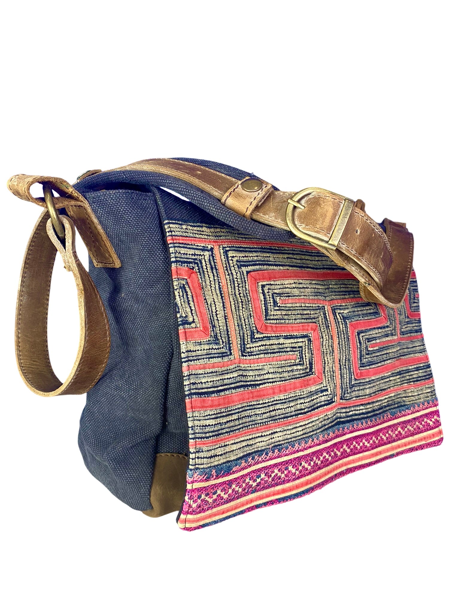 Hemingway Satchel - Vintage Hill Tribe Panels on Tough Canvas