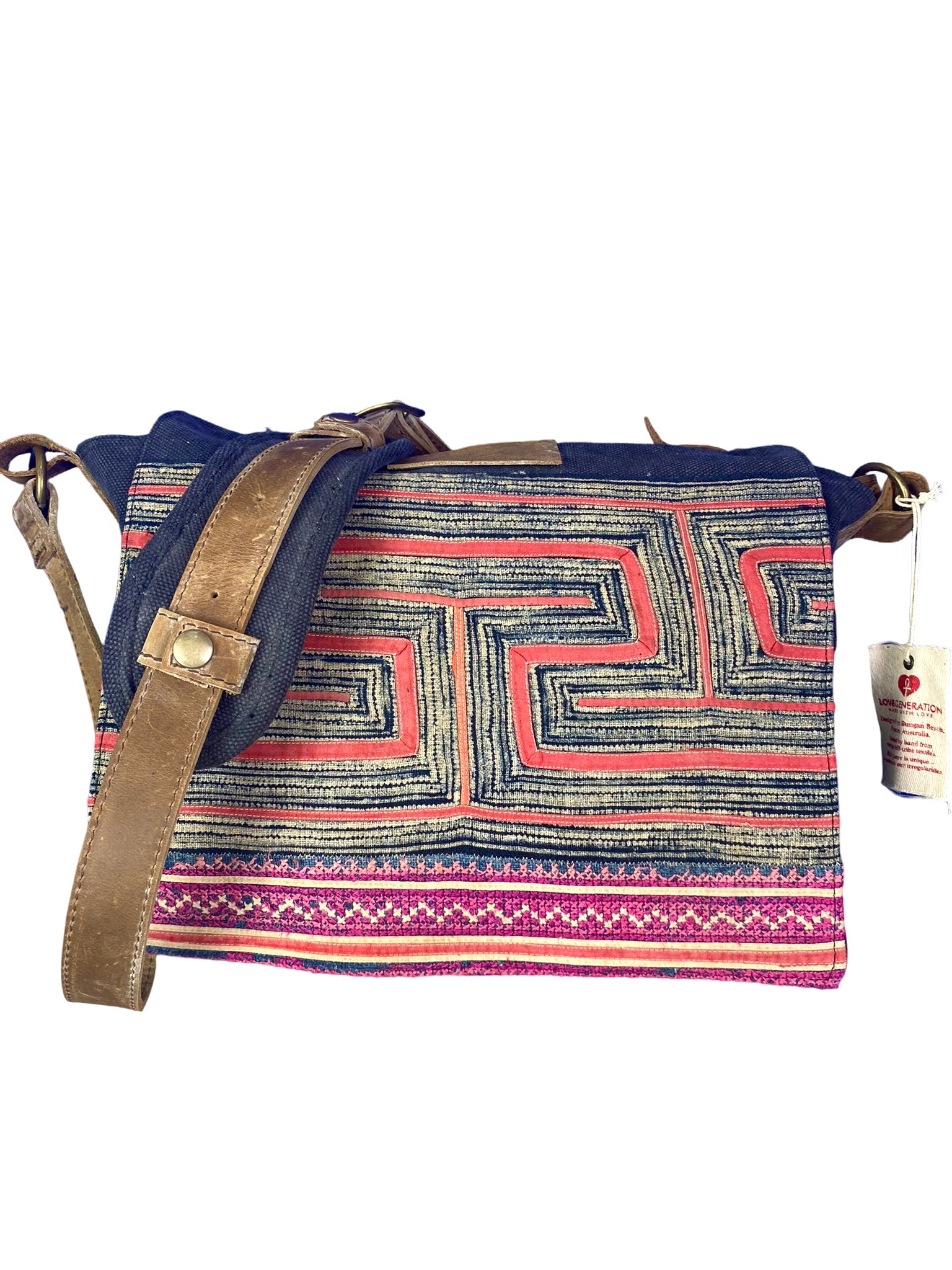 Hemingway Satchel - Vintage Hill Tribe Panels on Tough Canvas