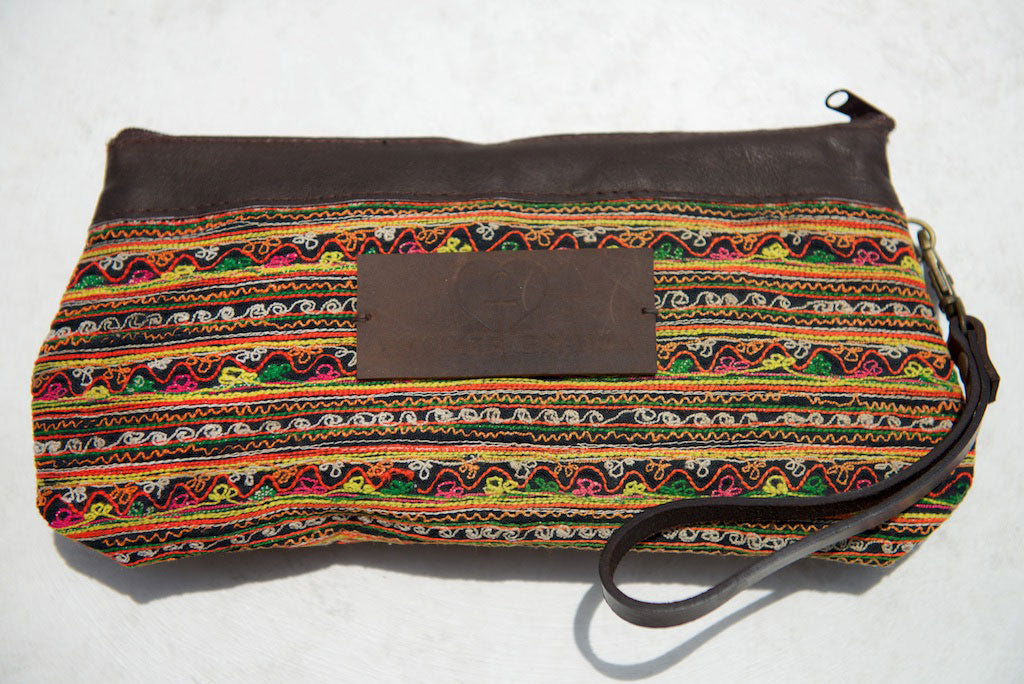 Kokomo - Vintage Boho Clutch One-Of-A-Kind with Leather Strap & Clasp