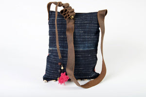 Bohemian Rhapsody - Pink & Sunned Blue Shoulder Boho Bag Hmong Shells Crossbody