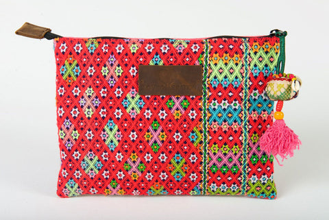 iPad Case, Bohemian in Red & Pink One Of A Kind Made From Vintage Hmong Tribal Fabric