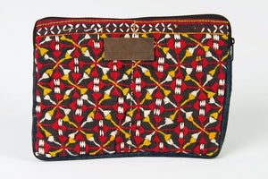 Laptop Bag 13 Inch Boho Yellow & Red One Of A Kind Made From Vintage Hmong Tribal Fabric