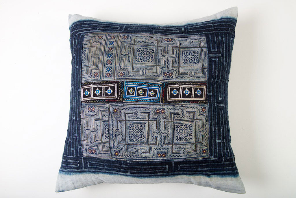 Hmong Tribal Cushion with Vintage Swatch 60cm x 60cm