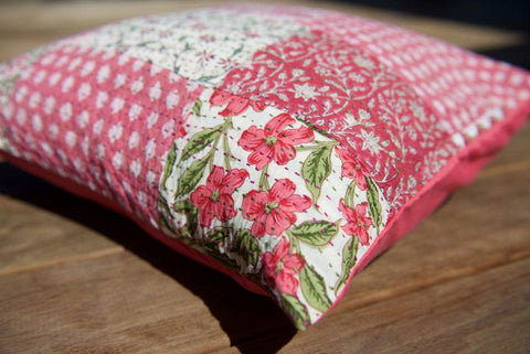 Kantha Vintage Patchwork Pink Boho Cushion 60cm x 60cm