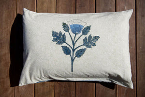Hand Block Printed Sapphire Blue Lotus Boho Pillow Case 720cm x 500cm