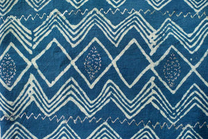 Sarong - Indigo with White Tribal Motif  Hand Blockprint Indian Cotton